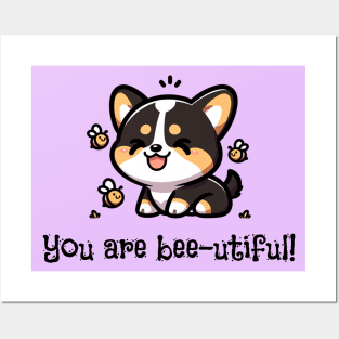 You Are Bee-utiful Cute Tricolor Corgi Posters and Art